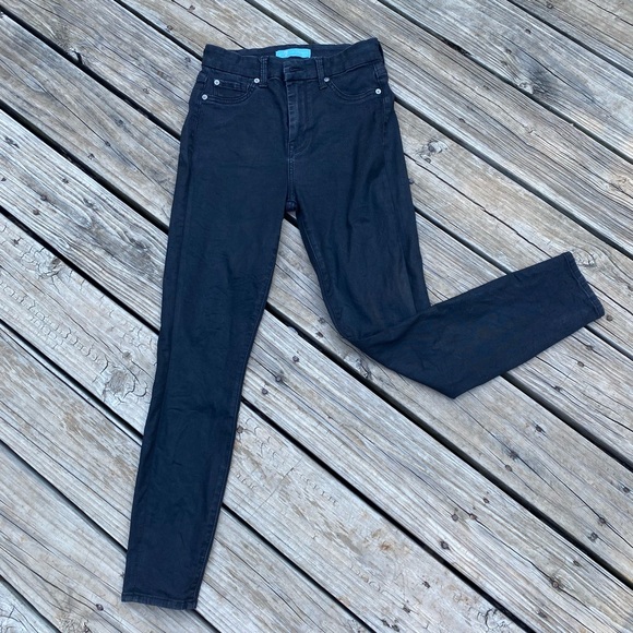 7 For All Mankind Denim - B(air) black, coated denim by 7FAM